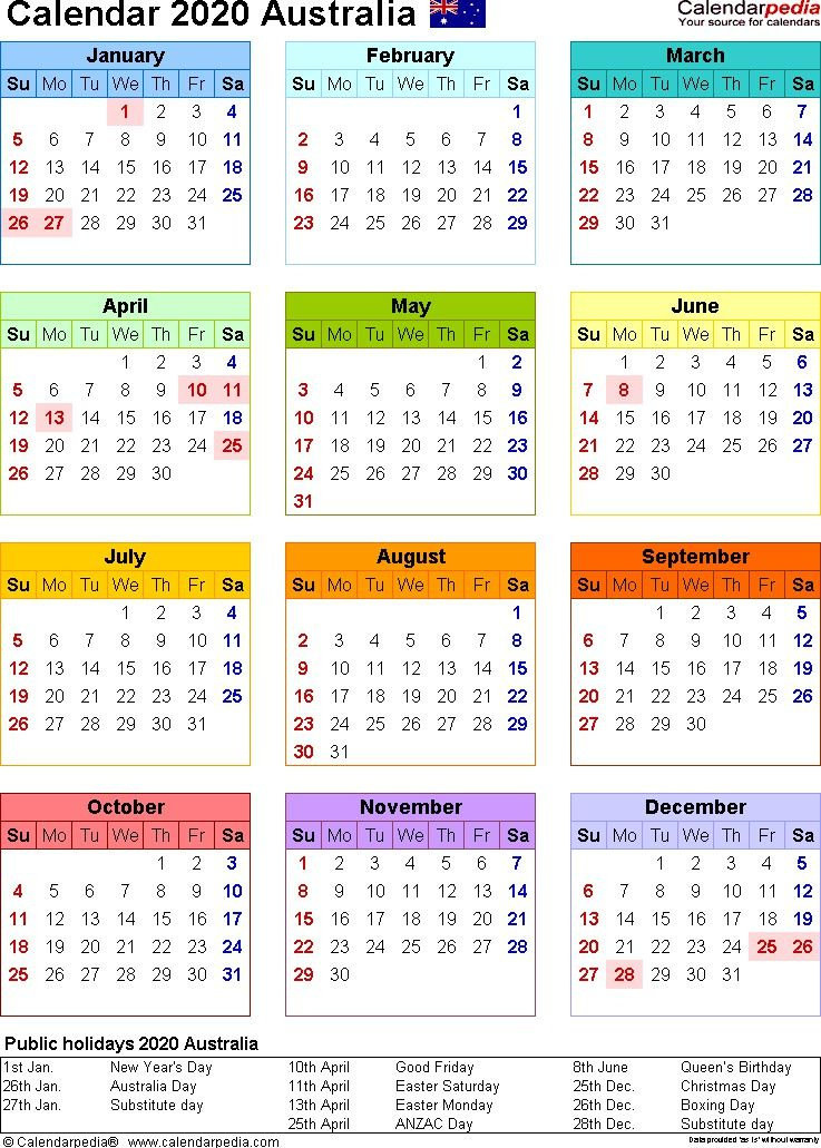 Calendar Year 2020 Australia