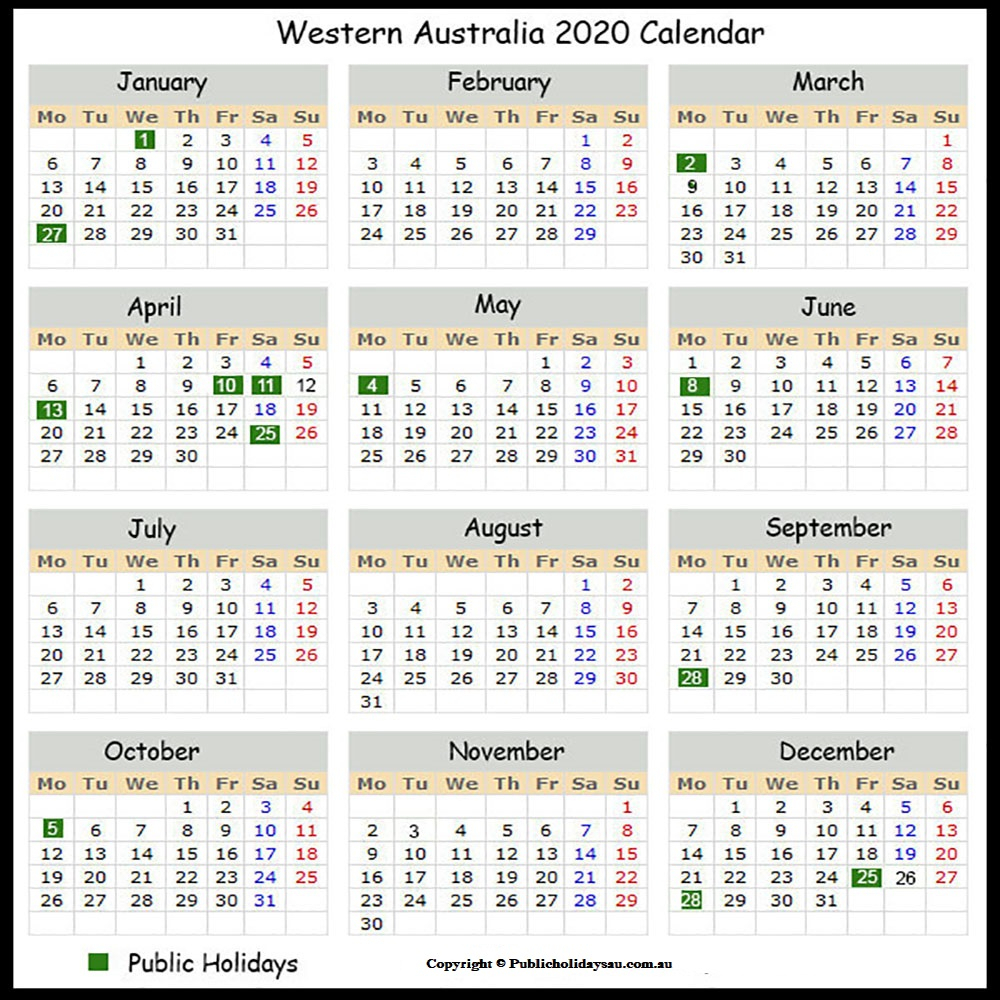 Year Calendar Australia 2020 | Calendar Printables Free Templates