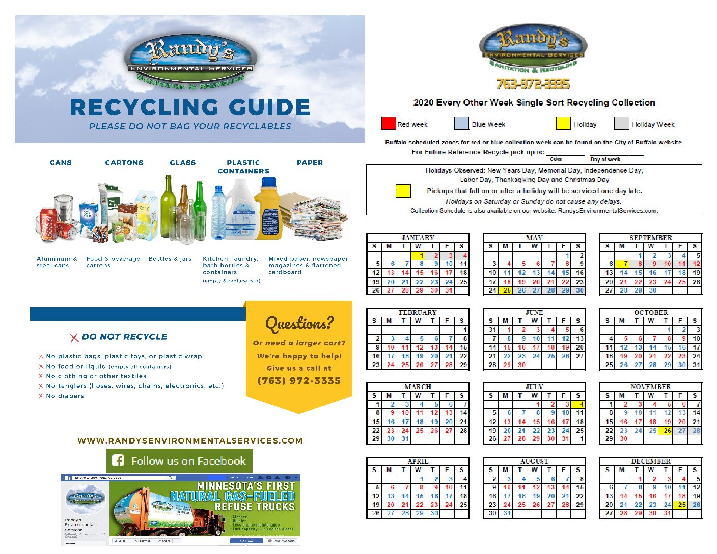 2020-Recycling-Calendar - City Of Buffalo Mn