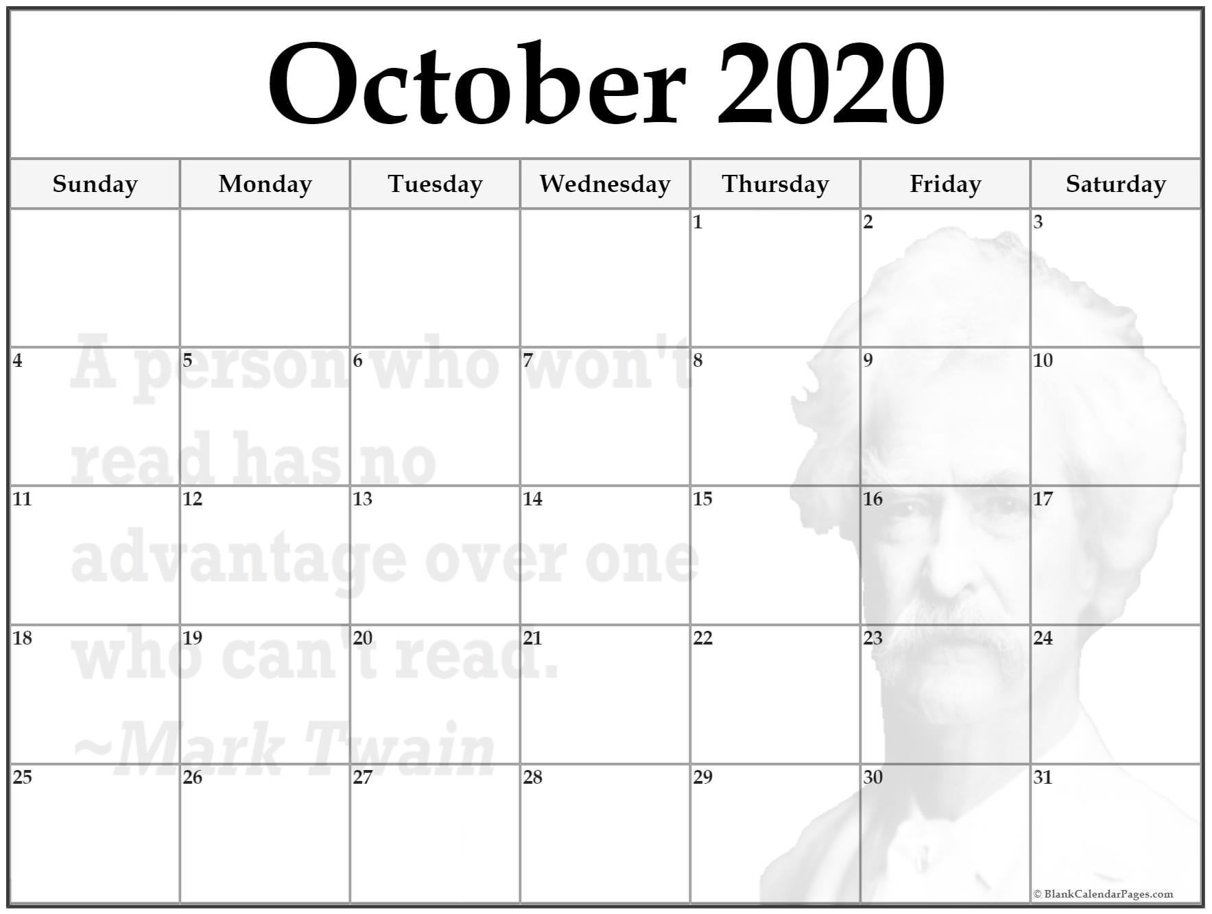 24+ October 2020 Quote Calendars