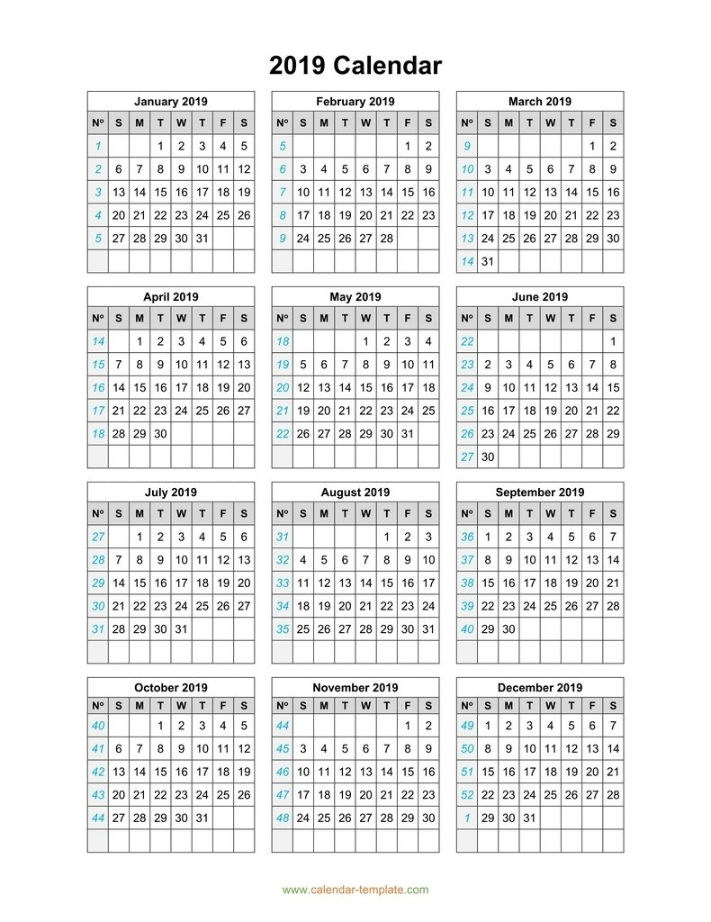 Printable Calendar Year On One Page Calendar Printables Free Templates