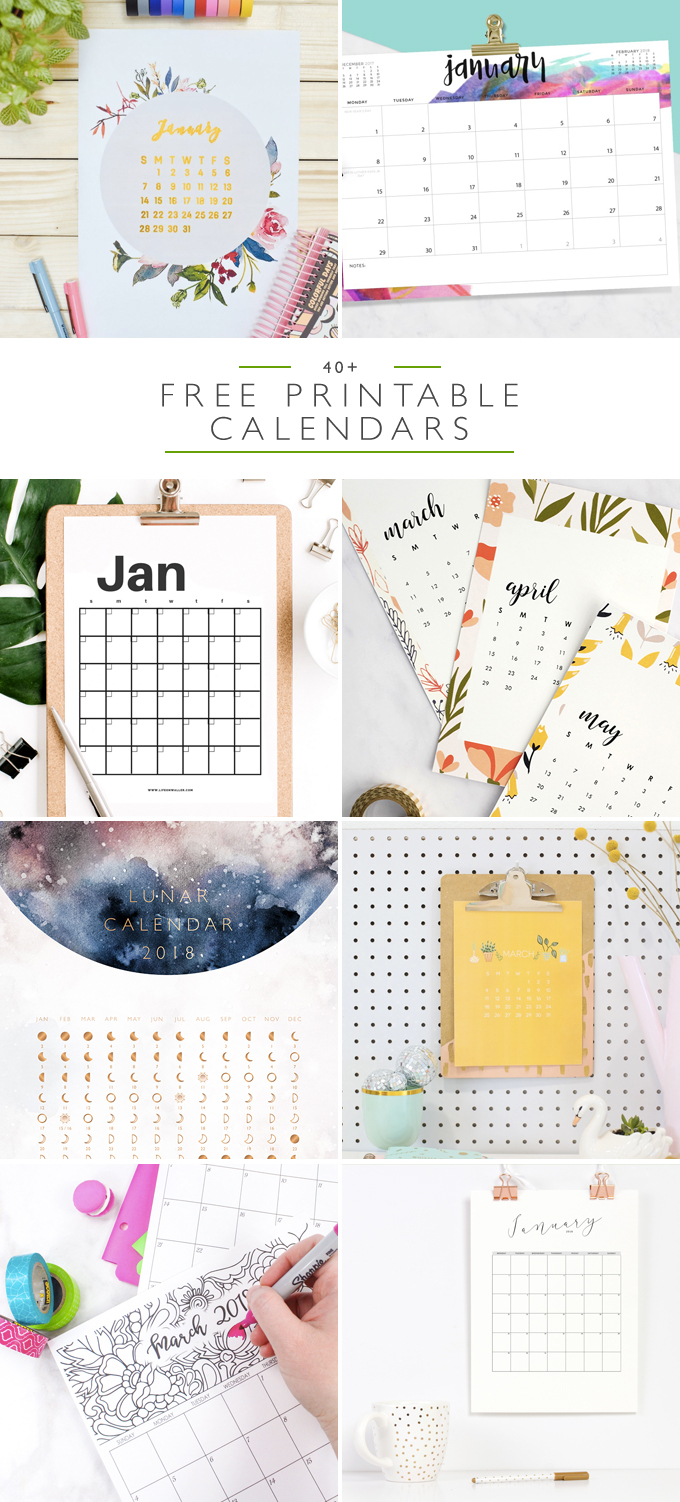 40+ Free Printable 2018 Calendars - Squirrelly Minds