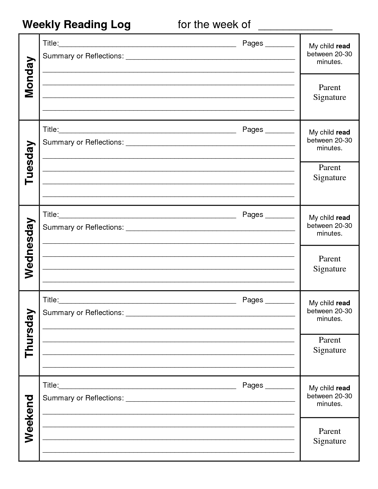 Printable Calendar Reading Logs