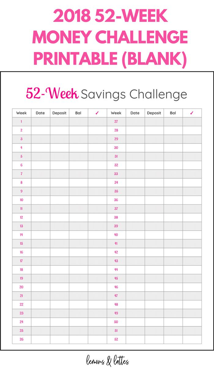 52-Week Money Challenge Printable 2020 | 52 Week Money