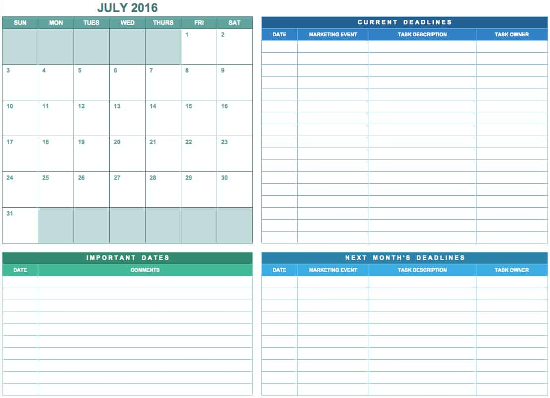 9 Free Marketing Calendar Templates For Excel - Smartsheet