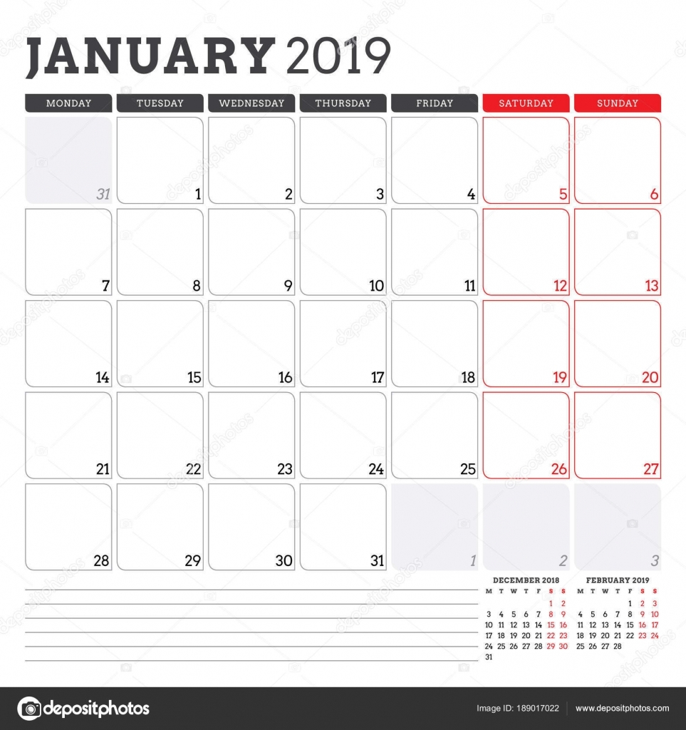 9 Printable January 2019 Templates | 2020 Calendar