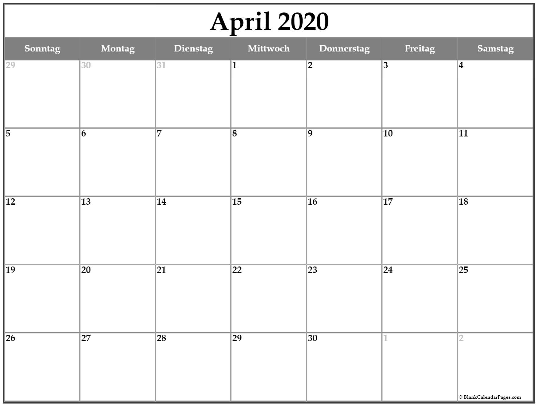 April 2020 Kalender | Kalender 2020