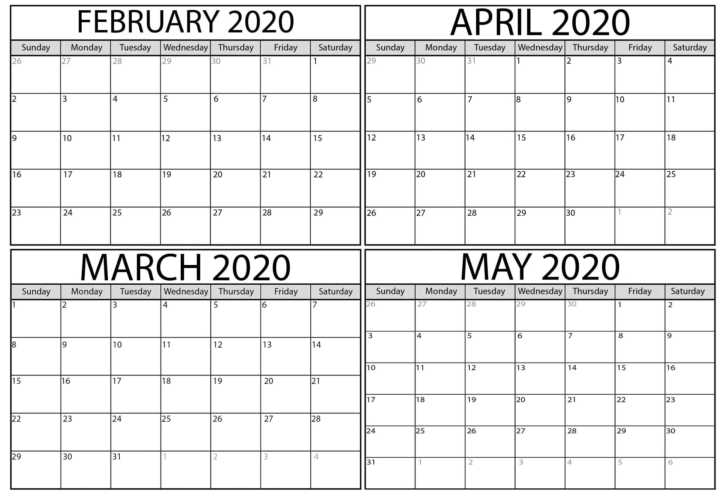 Blank February March Calendar 2020 Pdf - 2019 Calendars