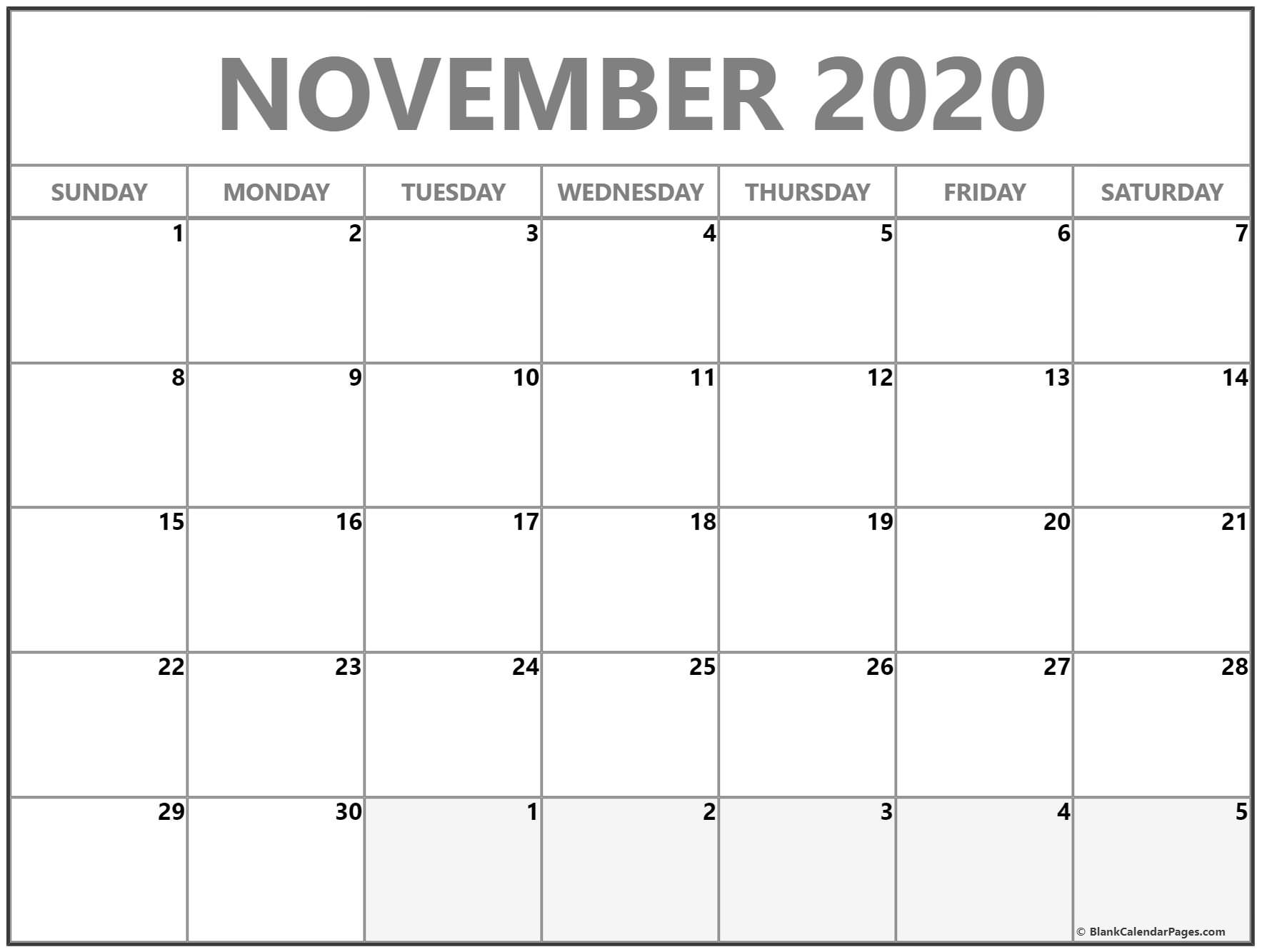 Calendar Monthly November 2020 | Calendar Ideas Design