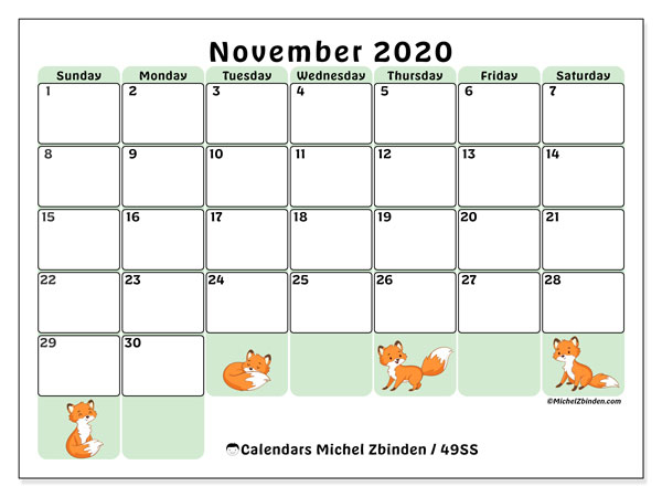 Calendar November 2020 - 49Ss - Michel Zbinden En