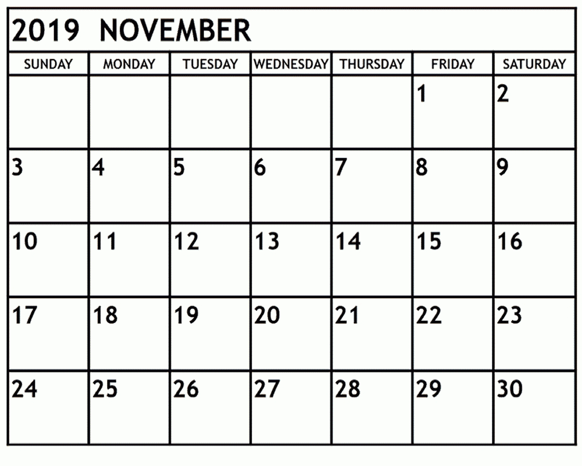 Collect November Calendar 2019 With Holidays ⋆ The Best