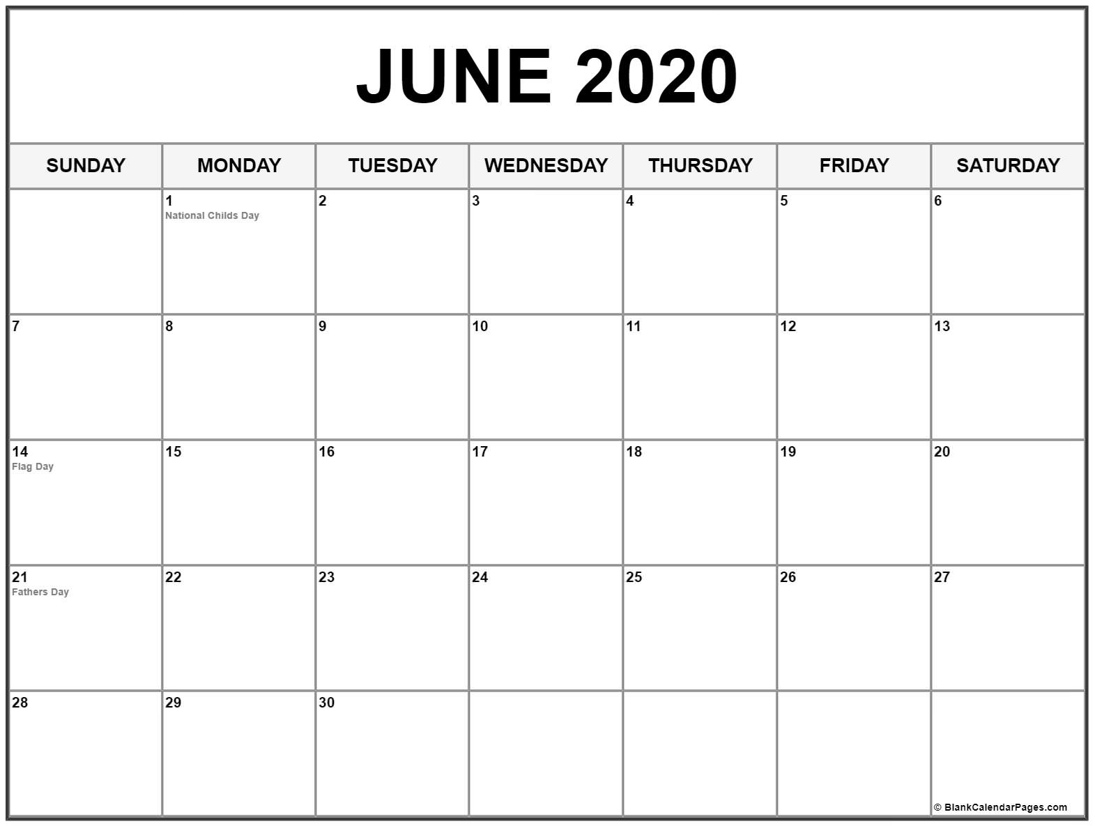 Collection Of June 2020 Calendars With Holidays