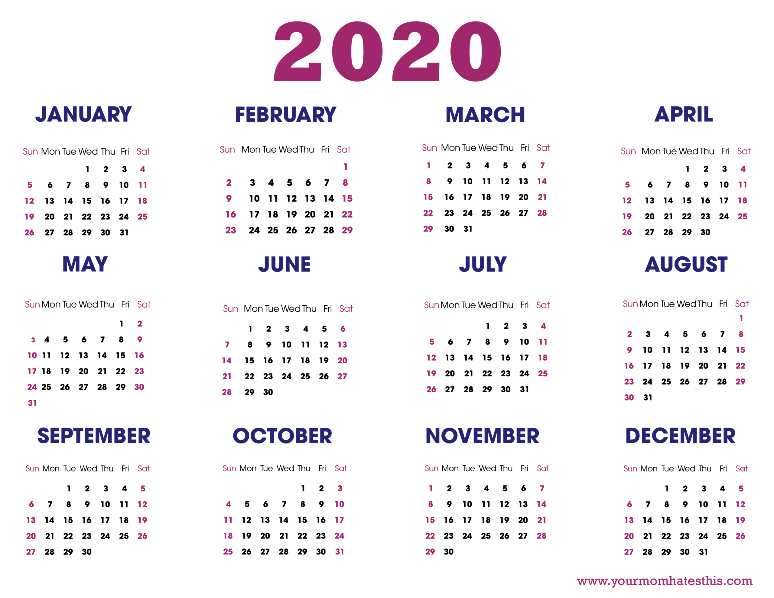 Download 2020 Calendar Templates Pdf