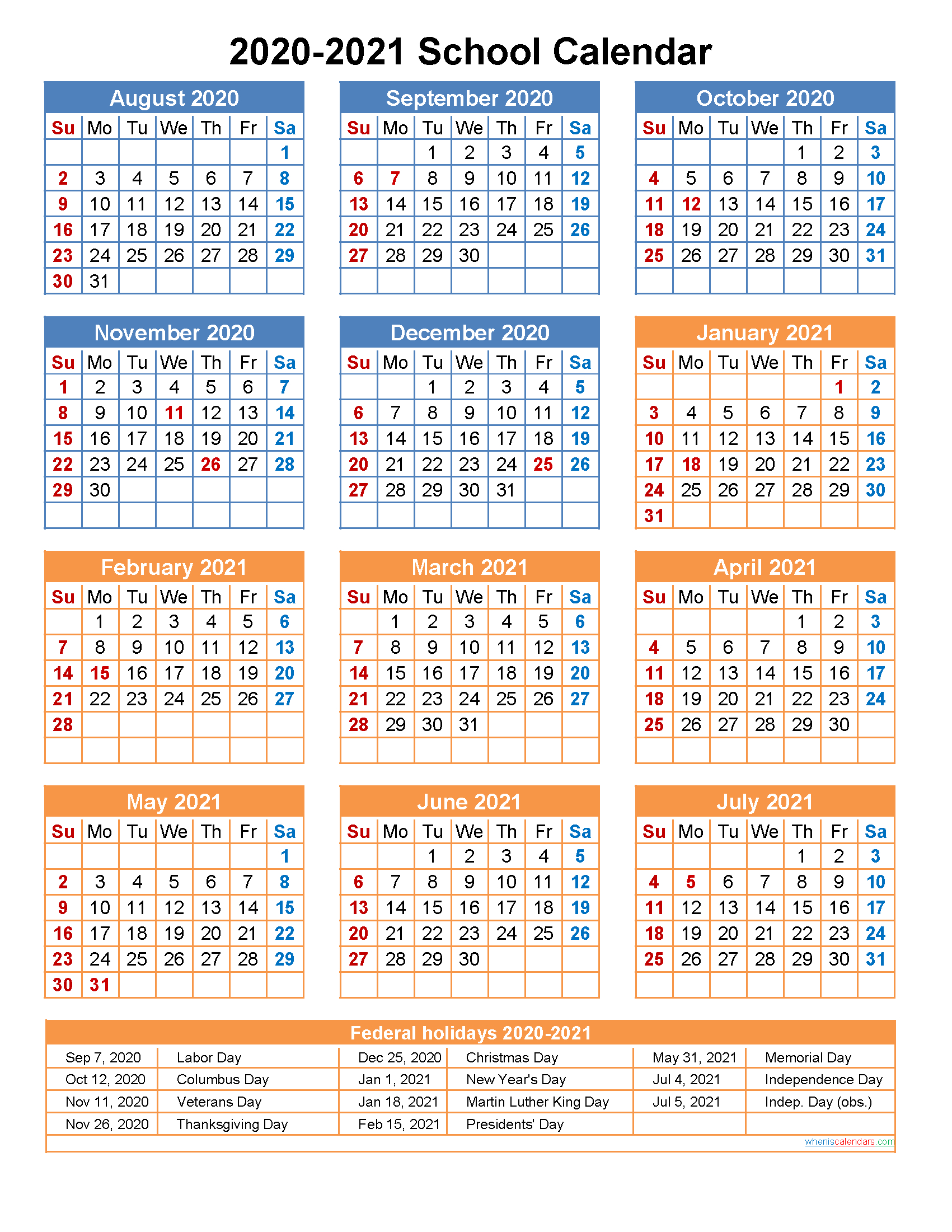 Download Academic Calendar 2020 20 Template | Excel Ebook