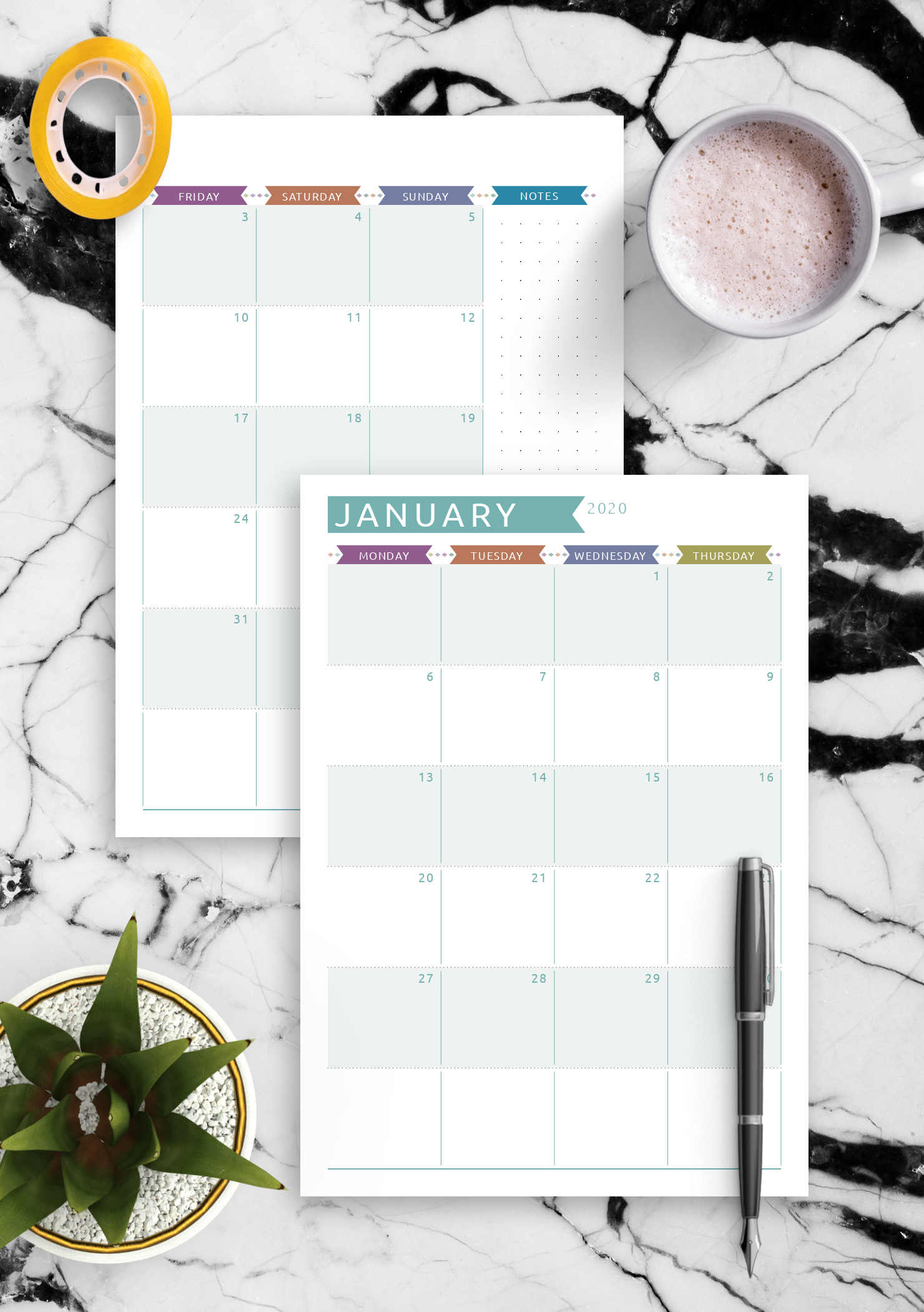 Download Printable Dated Monthly Calendar - Casual Style Pdf