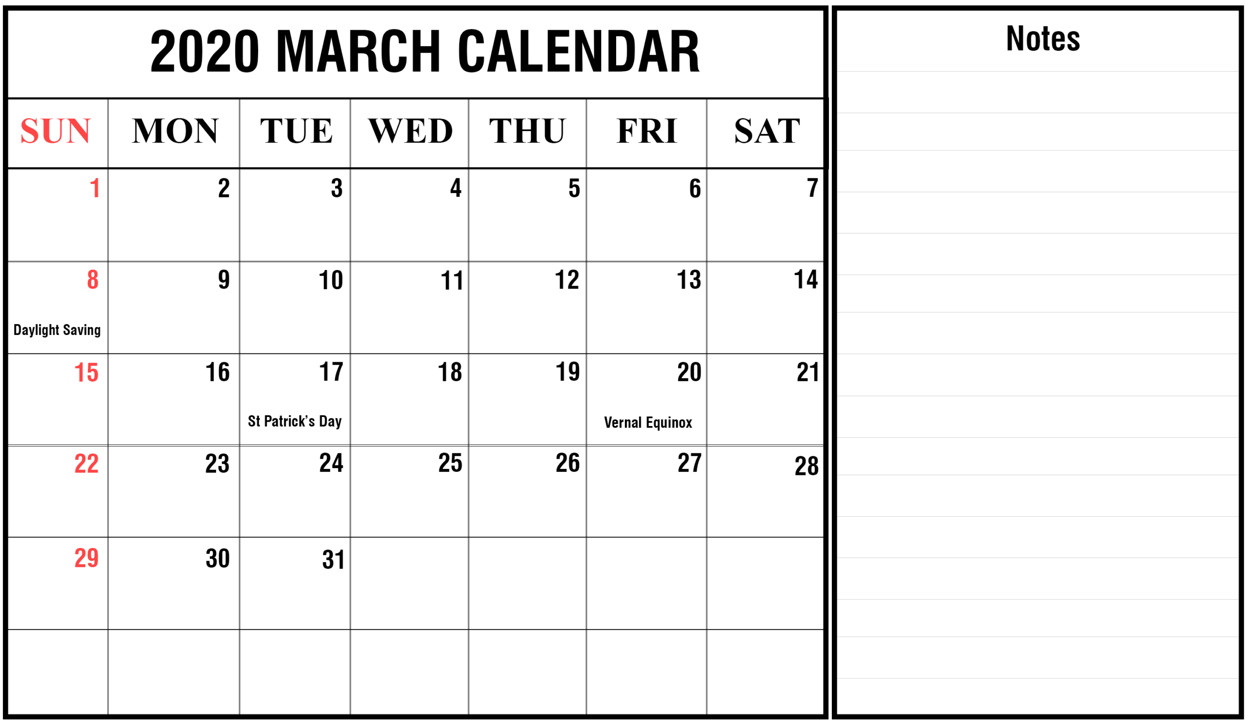 Free Us Calendar 2020