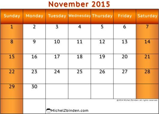 Feel Free To Download Nov 2015 Printable Calendar And