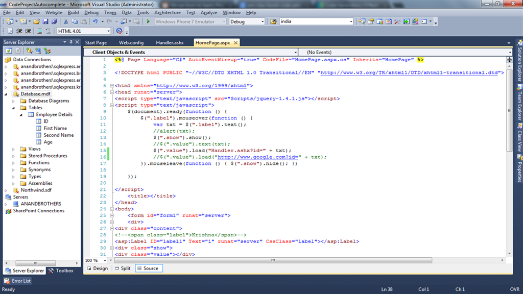 Fetching Record From Database Using Mouseover Event Of Jquery