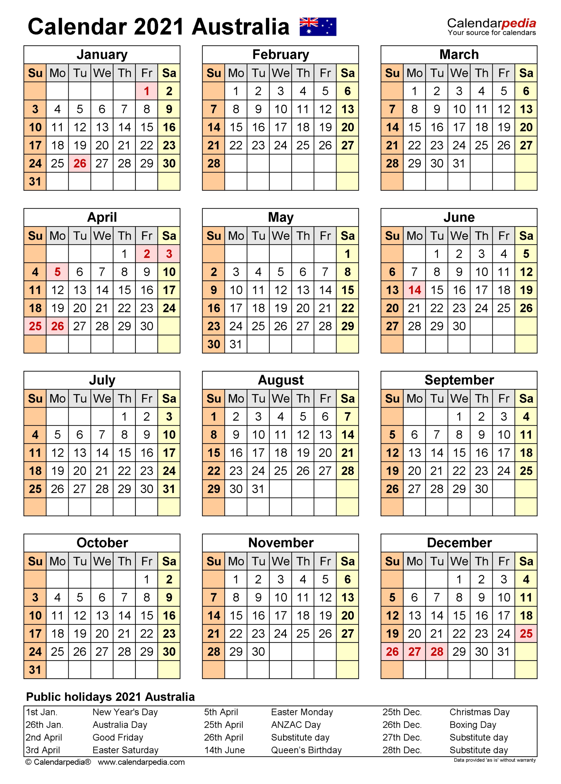 Financial Year Calendar 2021 19 Australia – Template