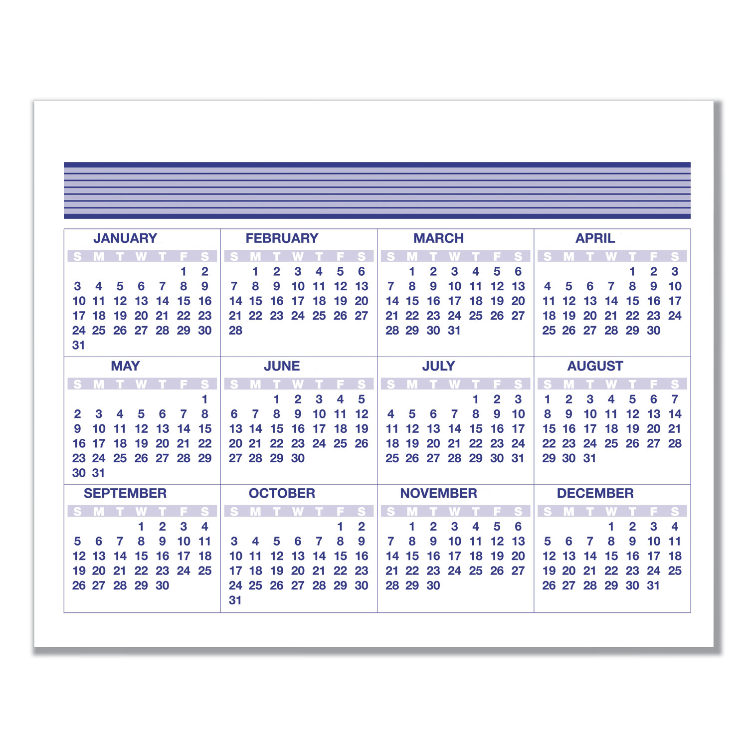 5 X 7 2020 Calendar