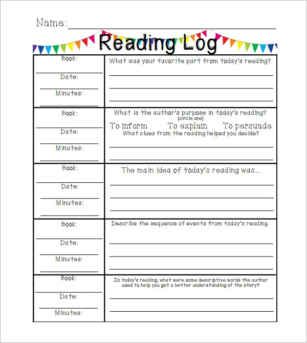 Free 12+ Sample Reading Log Templates In Pages | Pdf | Ms Word