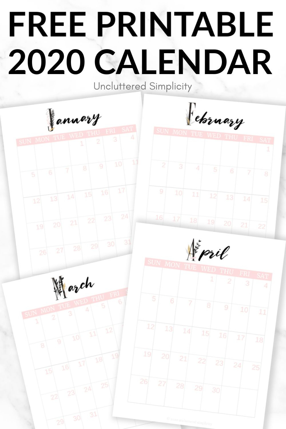 Free 2020 Printable Calendar To Help You Organize Your Life