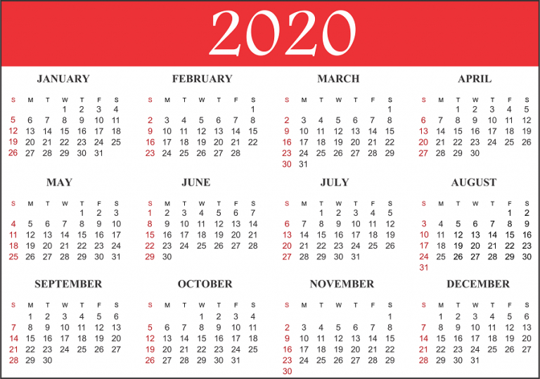 Free Blank Printable Calendar 2020 Template In Pdf, Excel