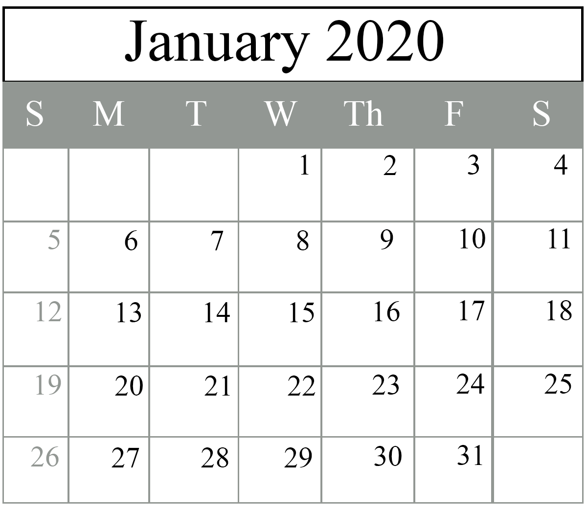 Free January 2020 Printable Calendar Templates [Pdf, Excel