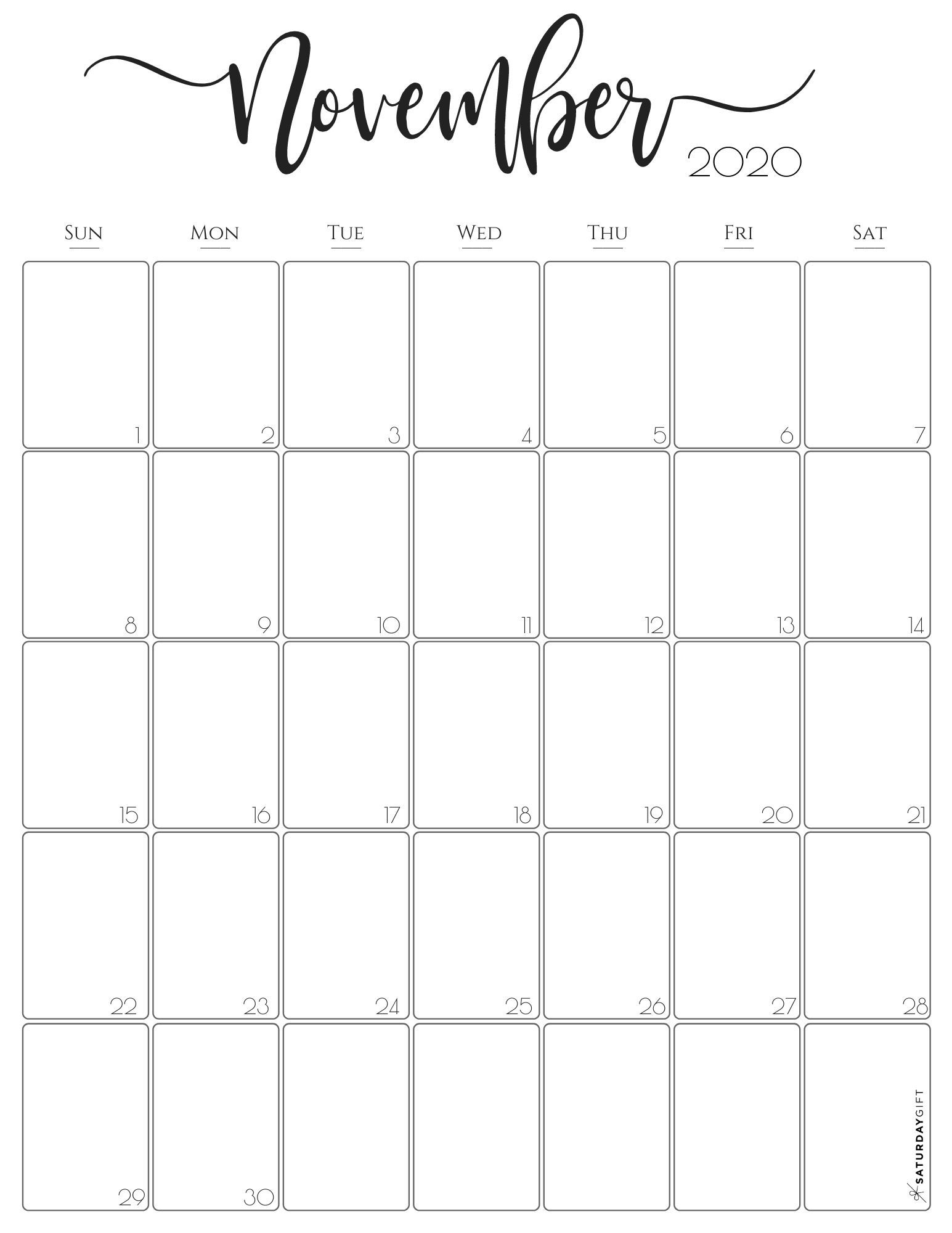 Free November 2020 Printable Calendar Templates