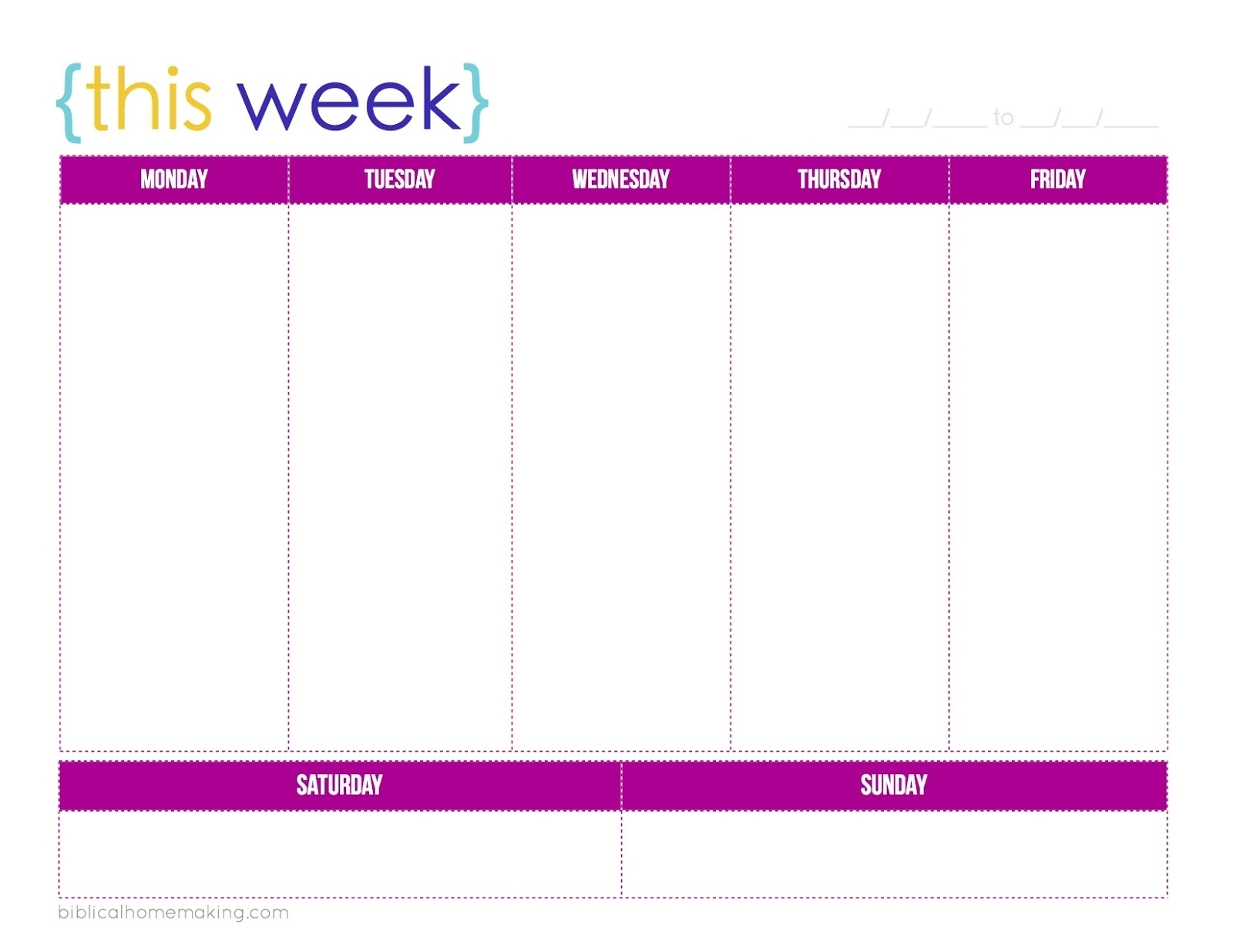 Print 3 Week Calendar