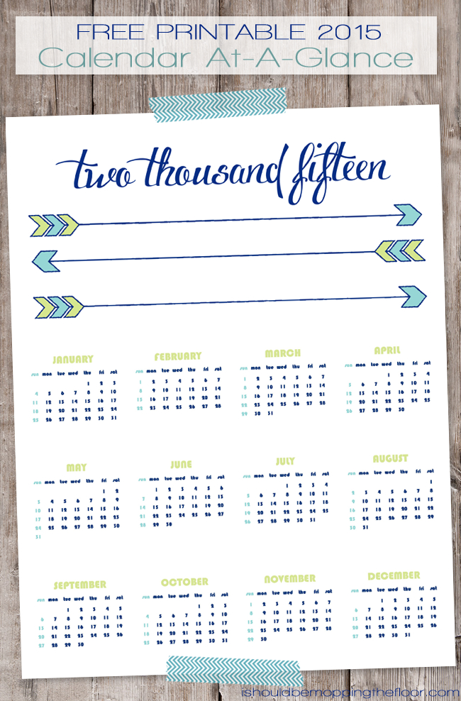 Free Printable 2015 Calendar | I Should Be Mopping The Floor