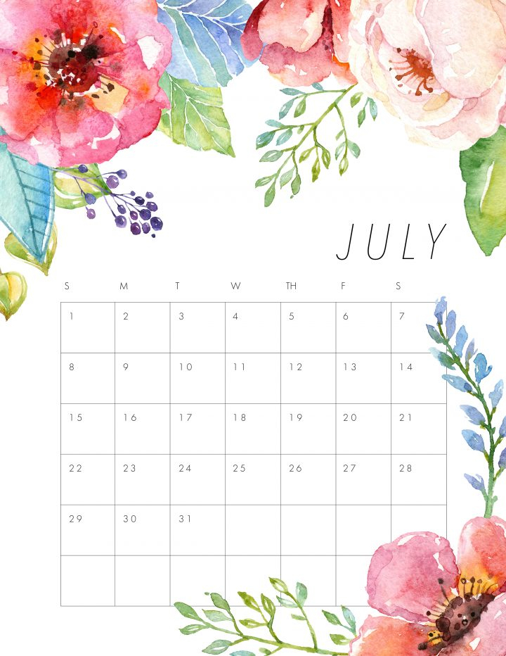 Free Printable 2018 Floral Calendar - The Cottage Market