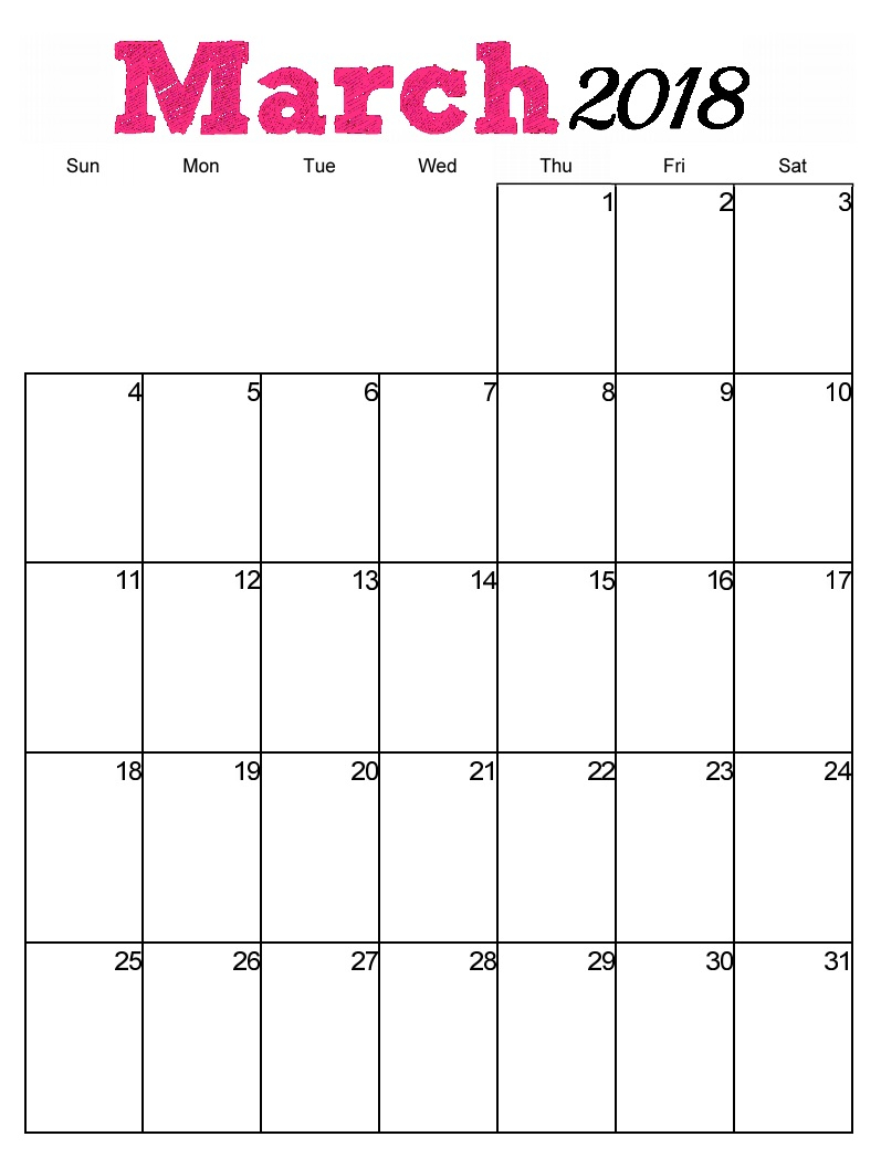 Free Printable 2018 Vertical Monthly Calendar | Latest