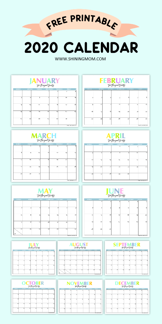 Free Printable 2020 Calendar: So Beautiful &amp; Colorful!