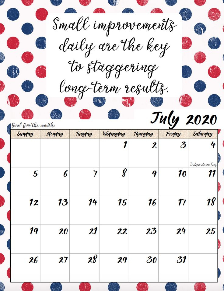 Free Printable 2020 Monthly Motivational Calendars | Free