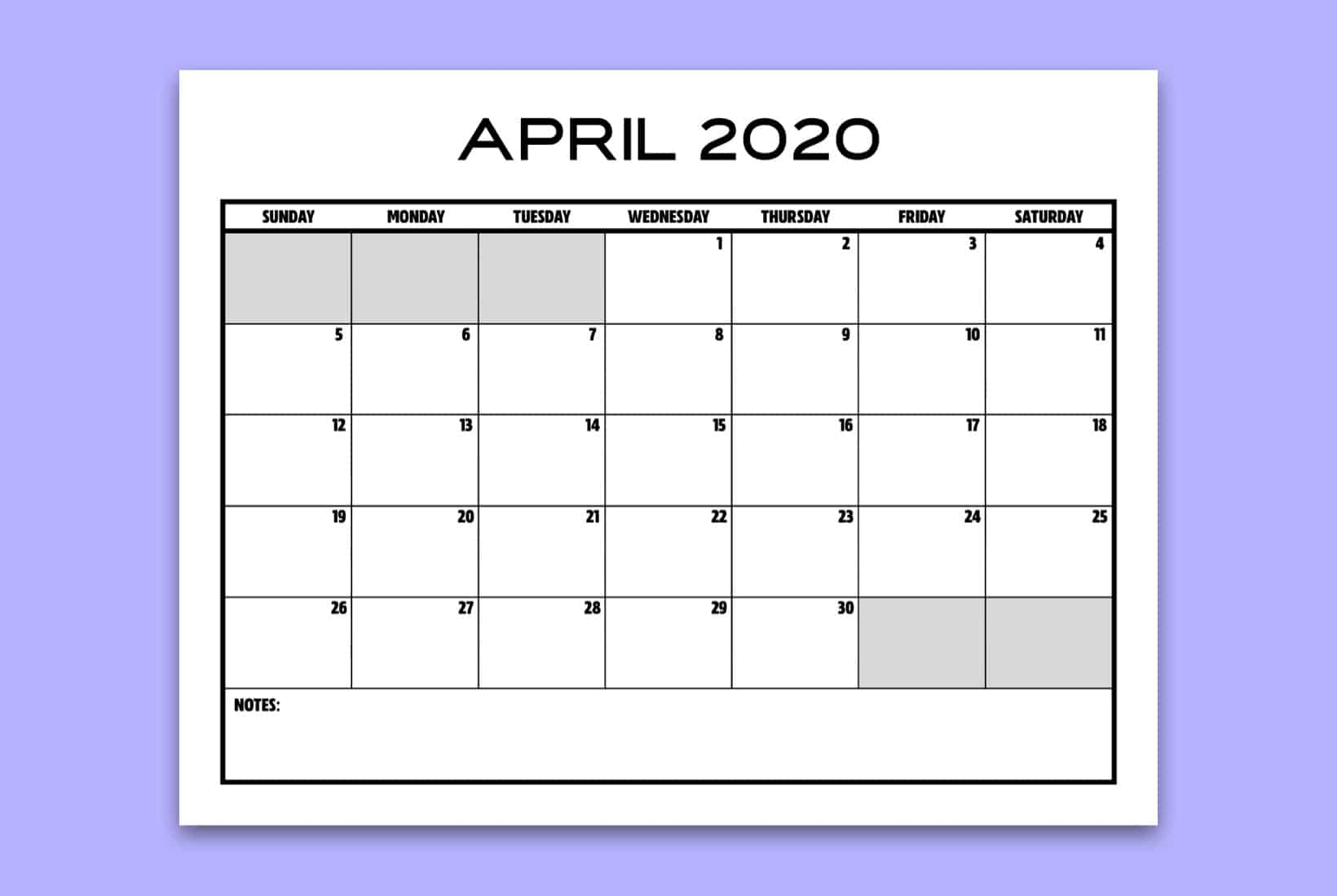 Free Printable Blank Calendar For 2020 - Crazy Laura