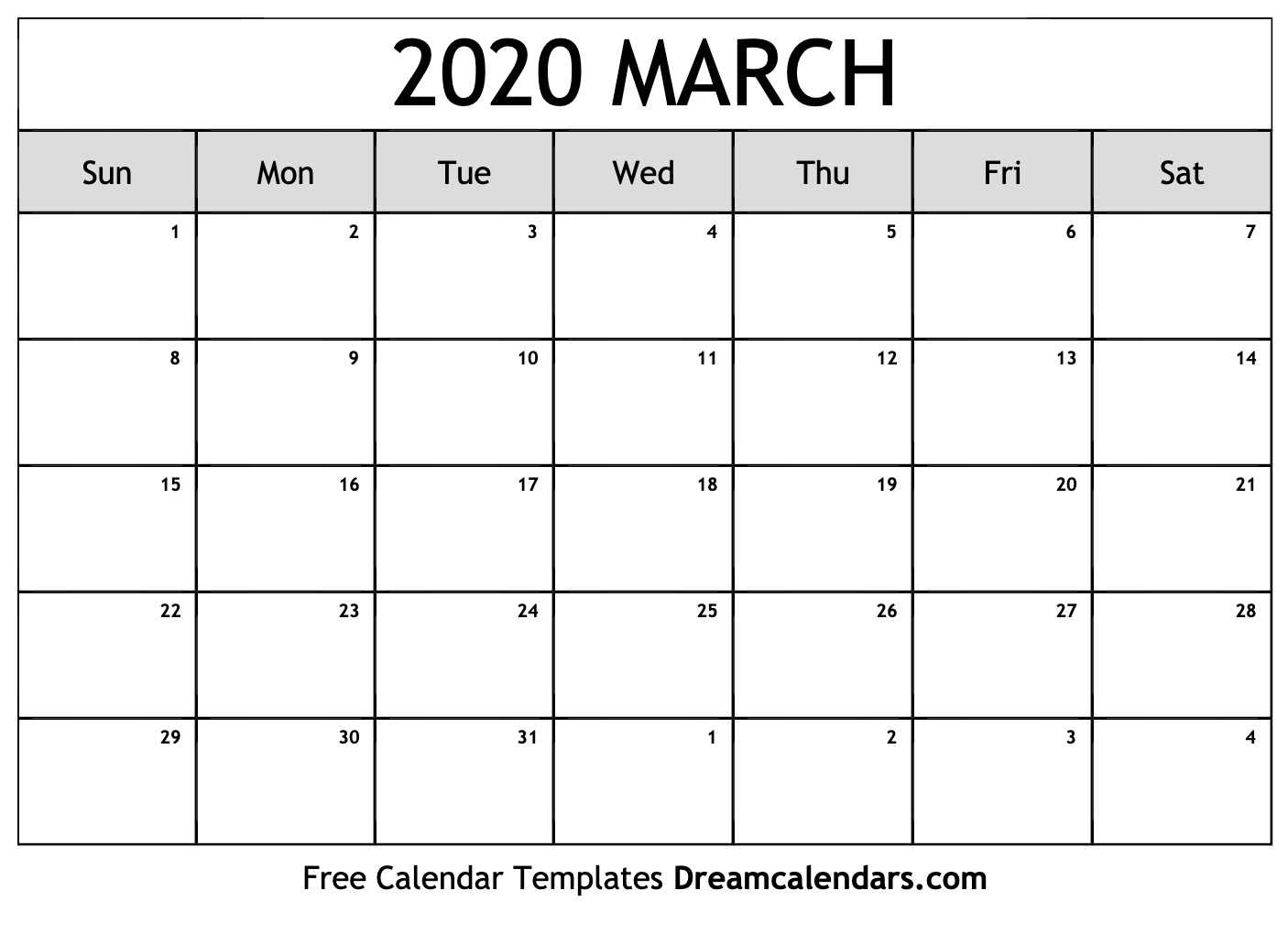 Free Printable Calendar March 2020 | Month Calendar Printable