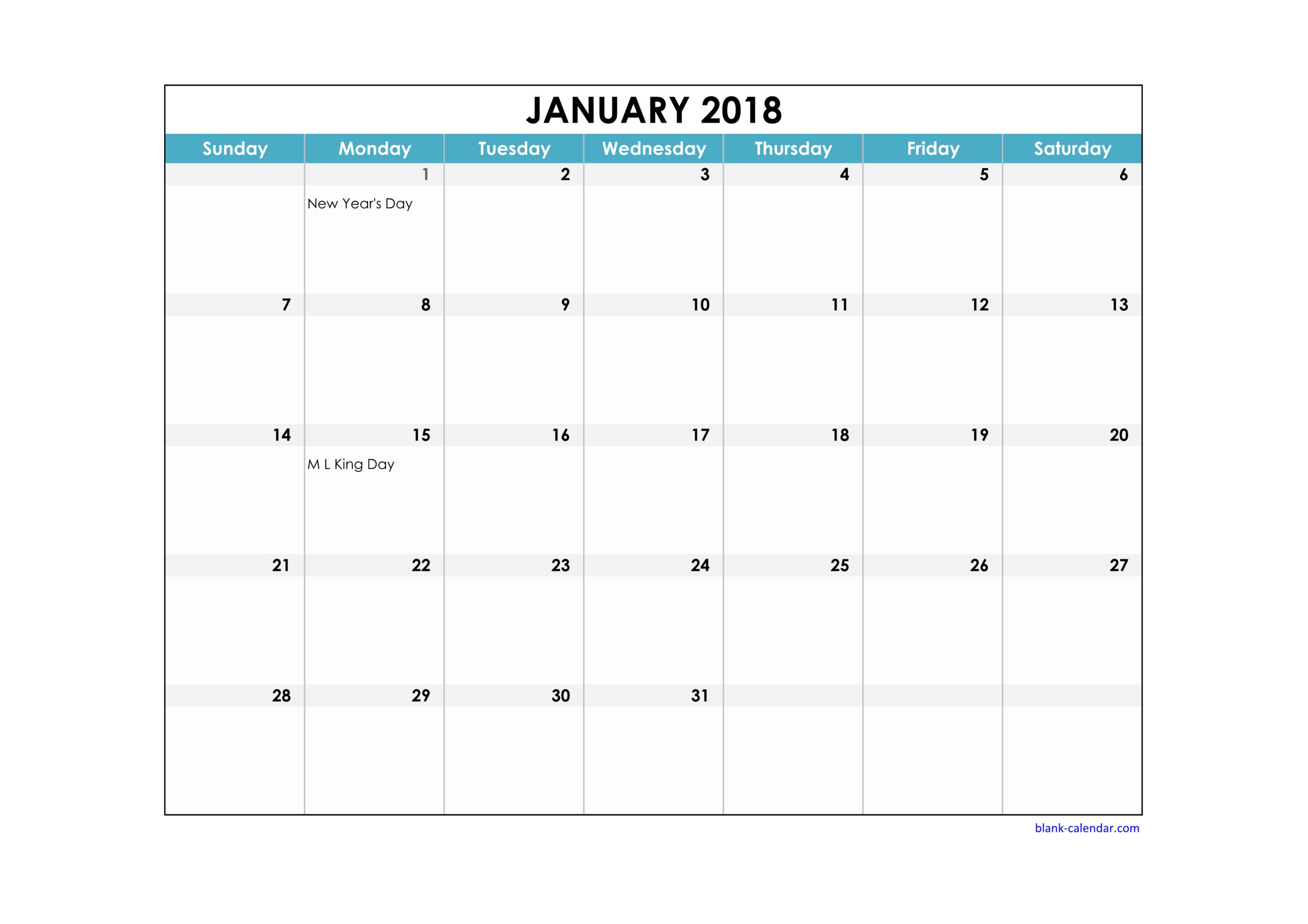 Free Printable Calendar With Large Boxes | Calendar
