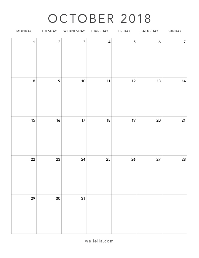 Free Printable Calendars - October 2018 | Free Printable