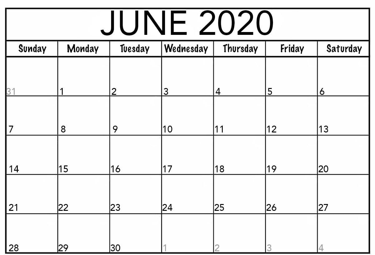 Free Printable June 2020 Calendar Templates With Notes