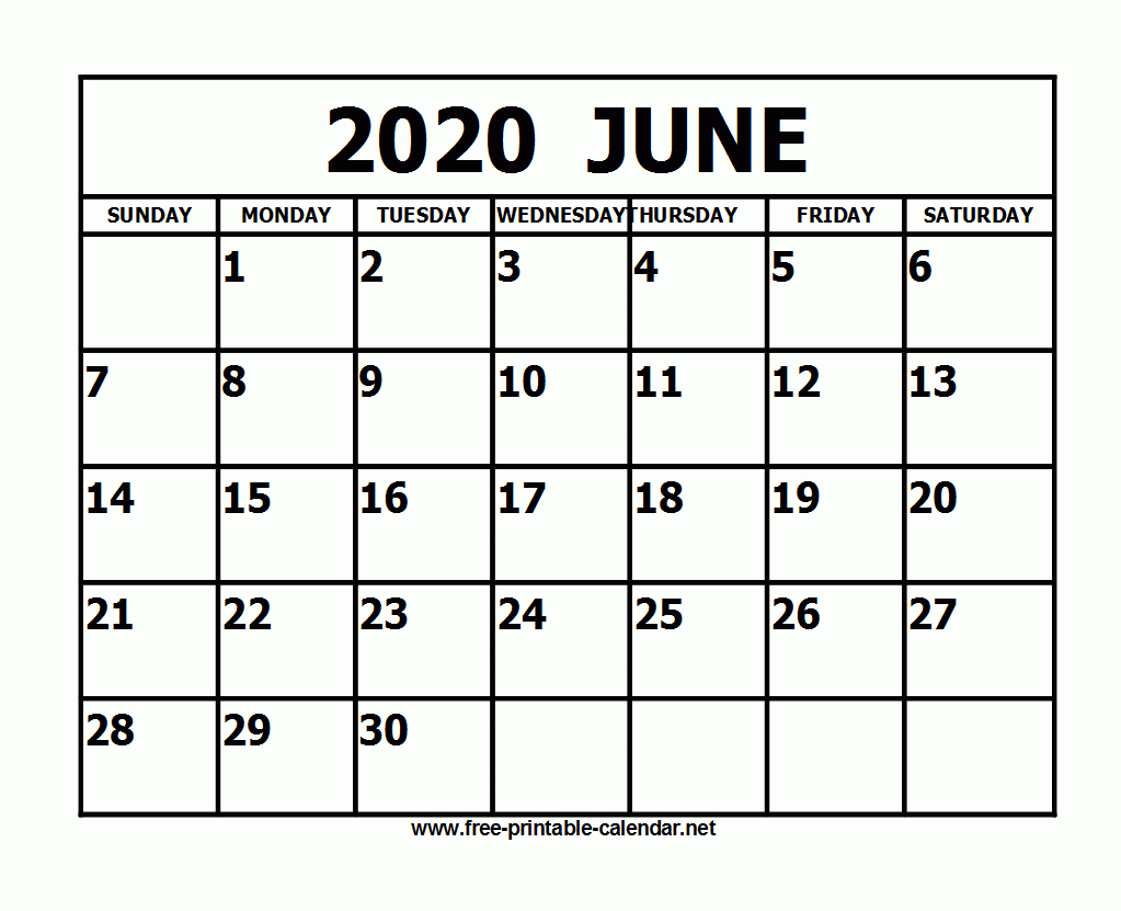 Free Printable Calendar June 2020 Calendar Printables Free Templates