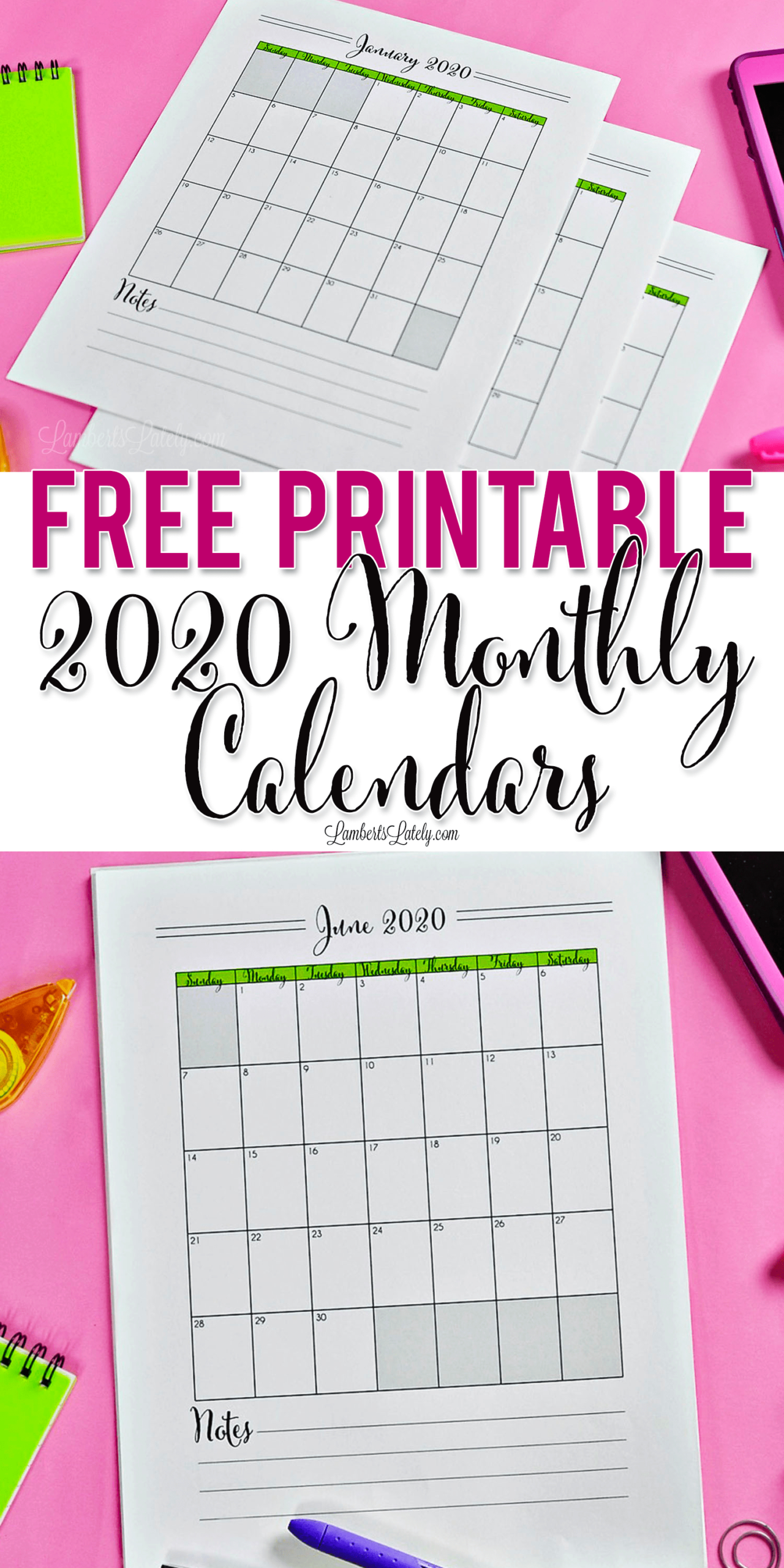Free Printable Monthly Calendars For 2020 | Free