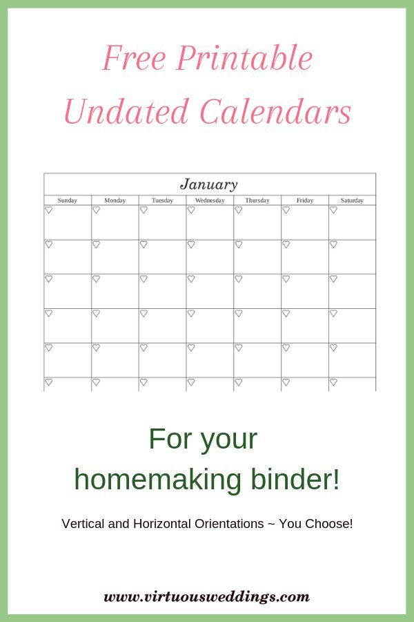 Free Printable Undated Calendars In Two Styles | Home