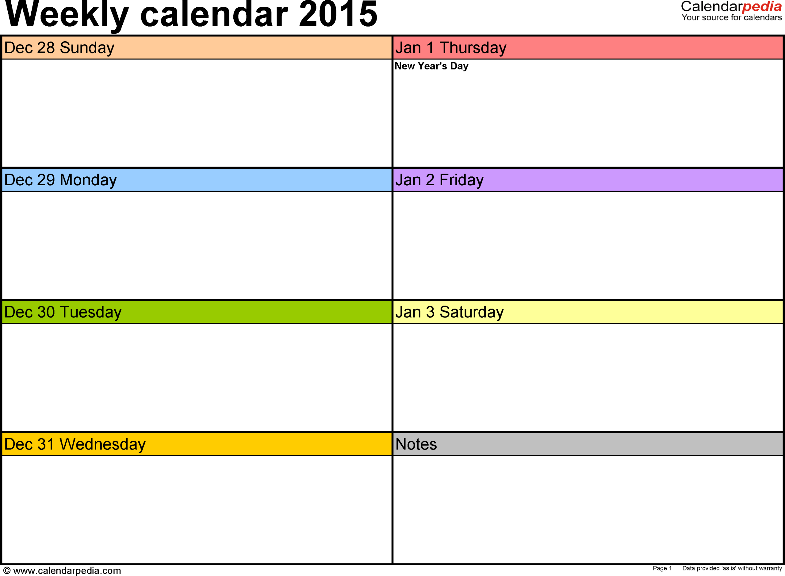 Free Printable Week At A Glance Calendar | Printable