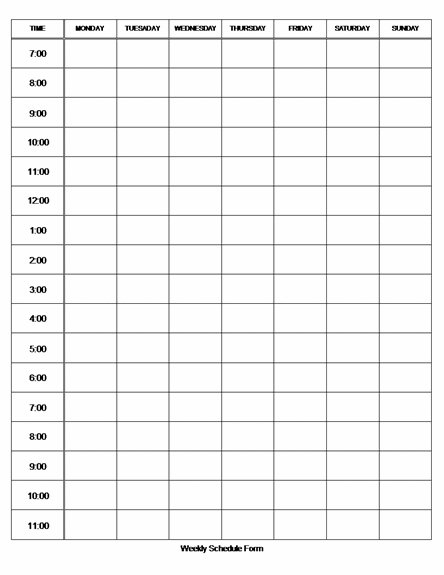 Hourly Schedule Template – Task List Templates