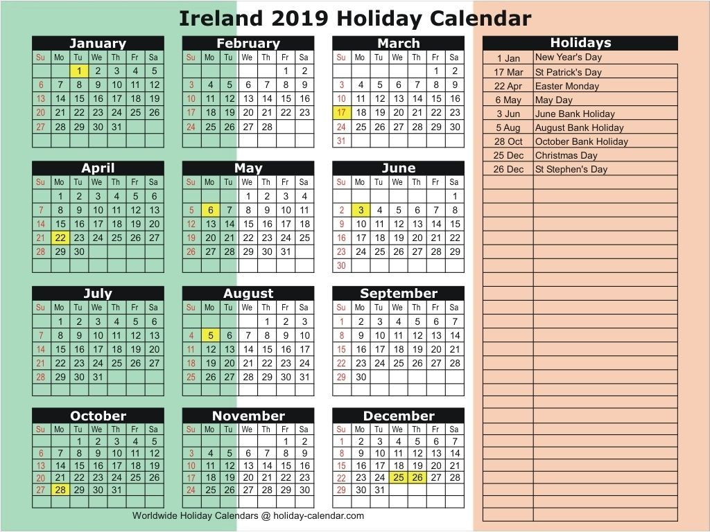 Free Printable Calendar Ireland 2020 | Calendar Printables Free Templates