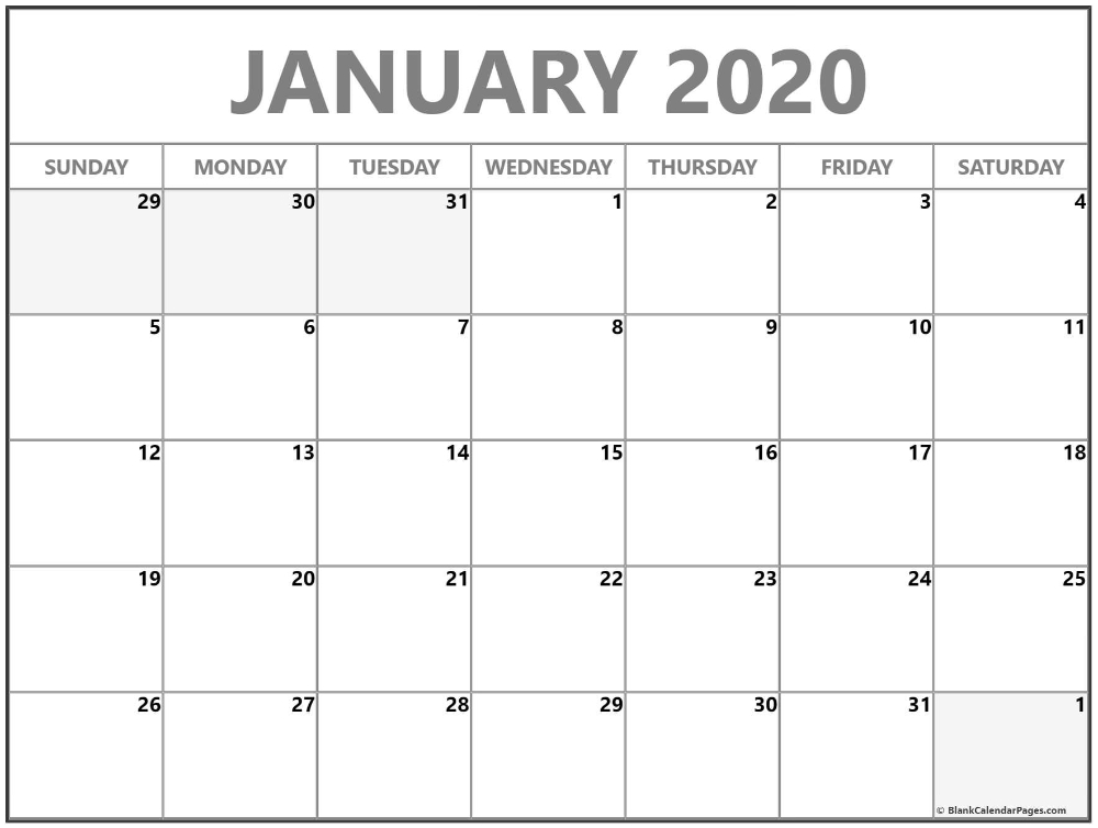 January 2020 Calendar | Free Printable Monthly Calendars