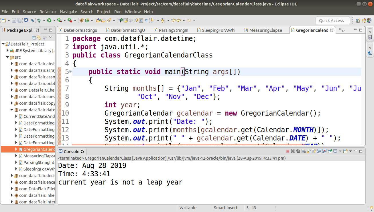 Java Date And Time - Gregoriancalendar Class With Example