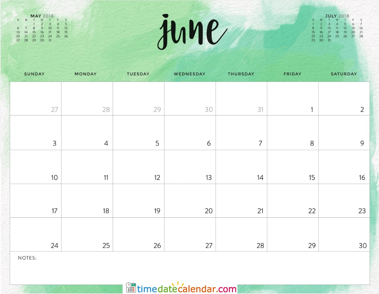 June 2018 Calendar Canada - Free Printable Templates