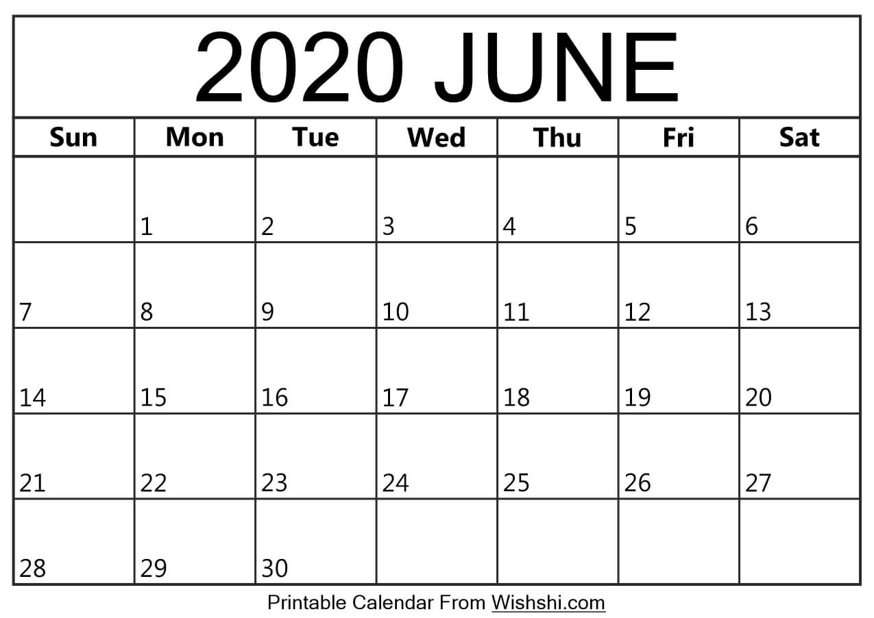 June 2020 Calendar Printable - Free Printable Calendars